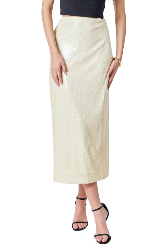 Sequin Midi Skirt - Ivory