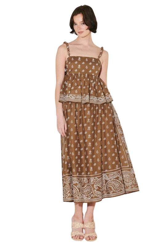 Paisley Print Top - Brown