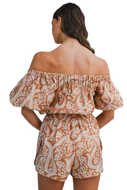 Paisley Off Shoulder Romper