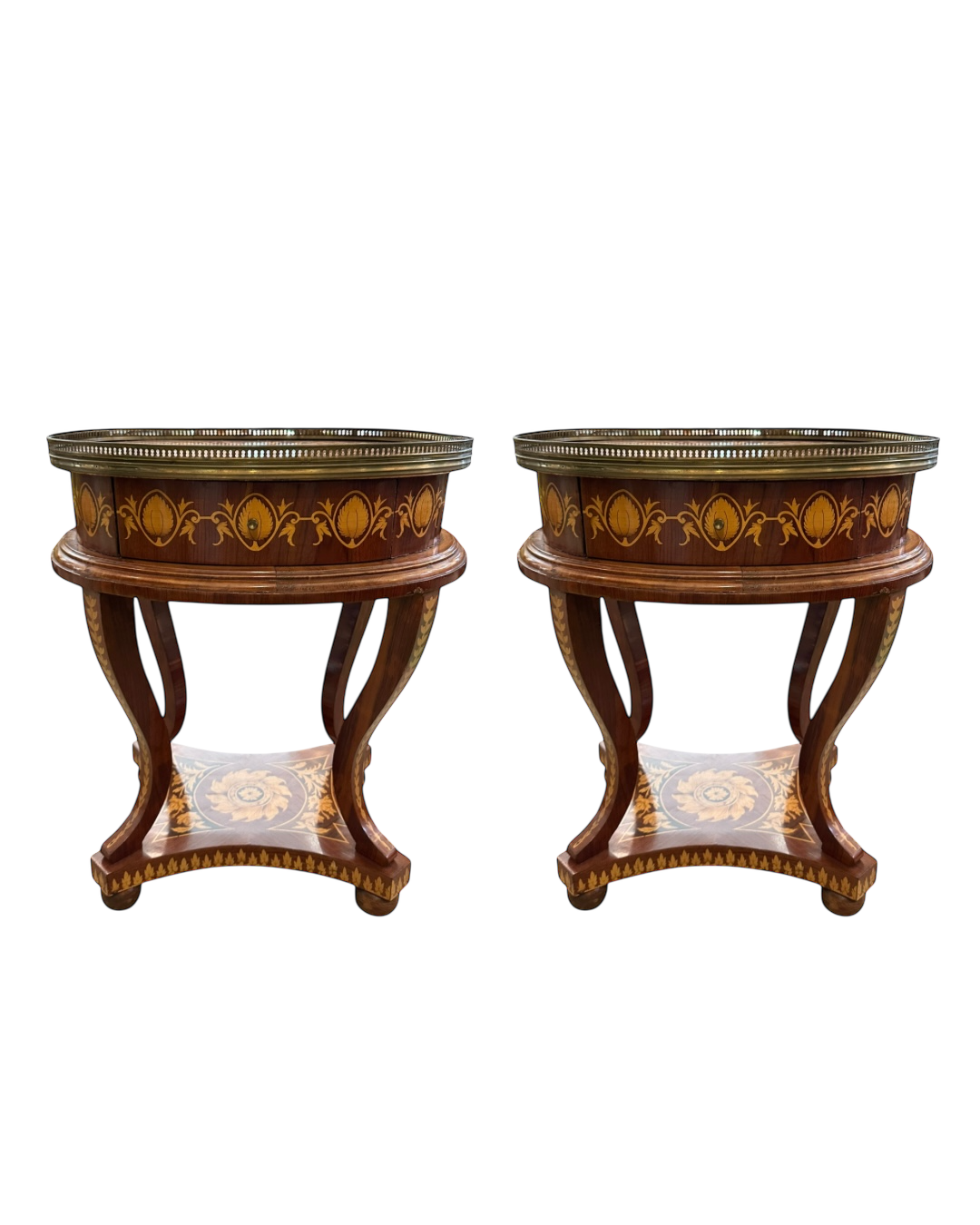 Pair of Baroque Inlay Side Tables