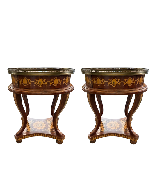 Pair of Baroque Inlay Side Tables