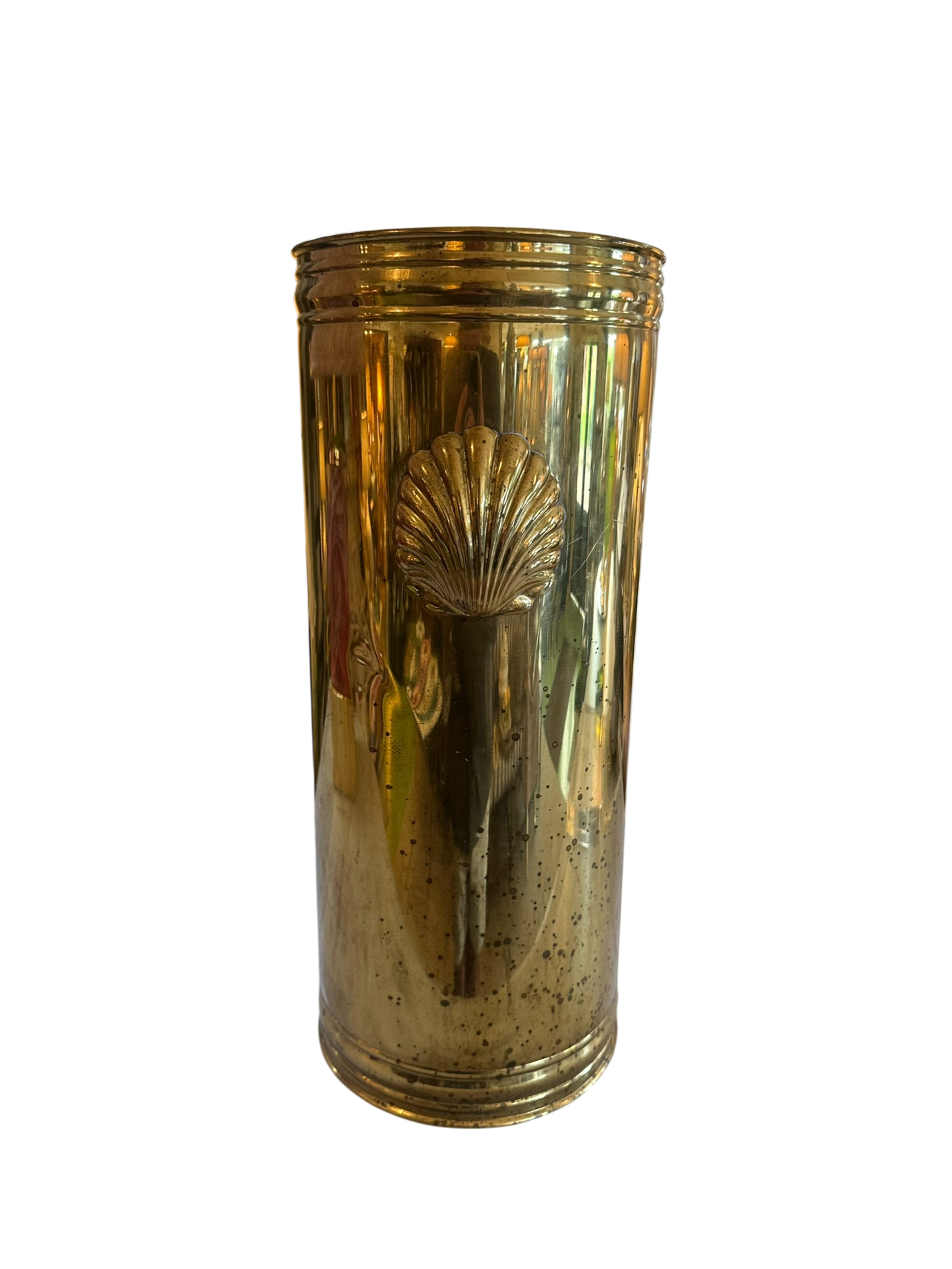 Brass Umbrella Stand w/ Shell Detail