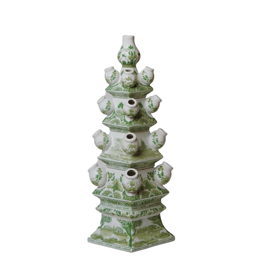 Green and White Short
Porcelain Tulipiere
