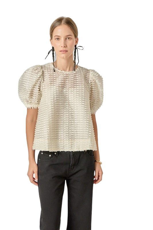 Puff Sleeve Embellished Blouse