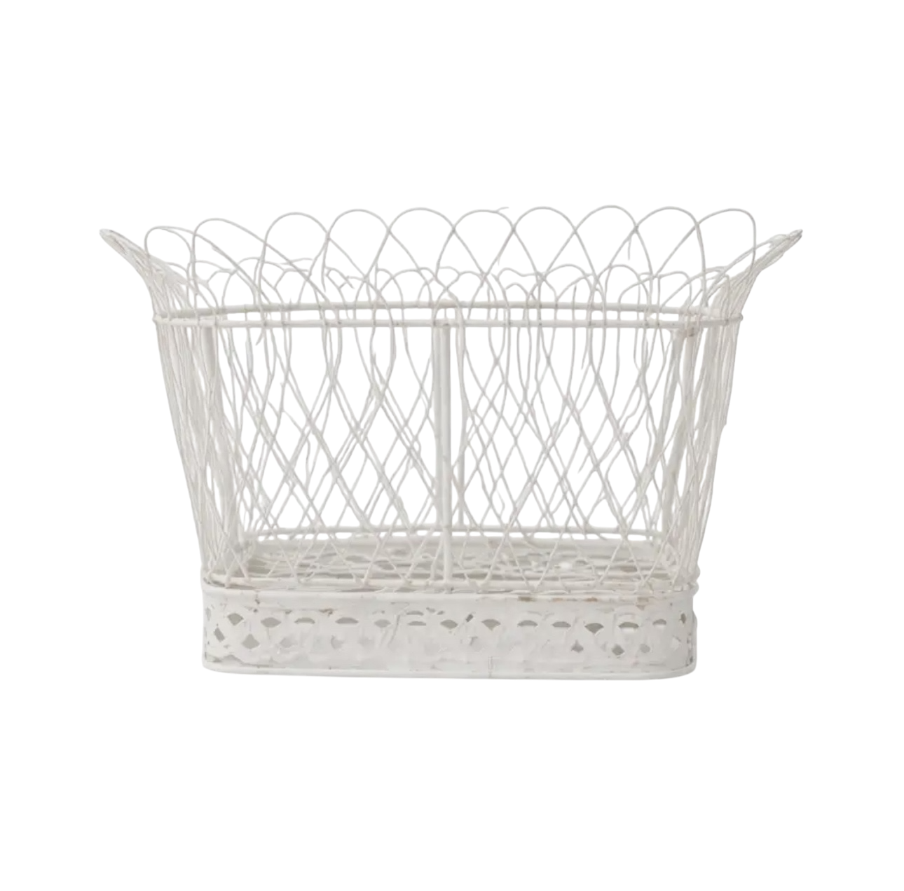 Square White French Wire Basket