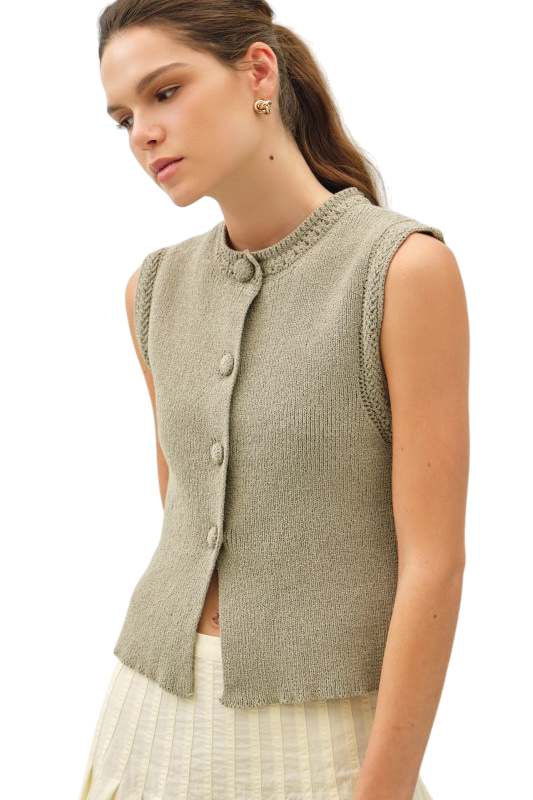 Crochet Trim Sweater Vest