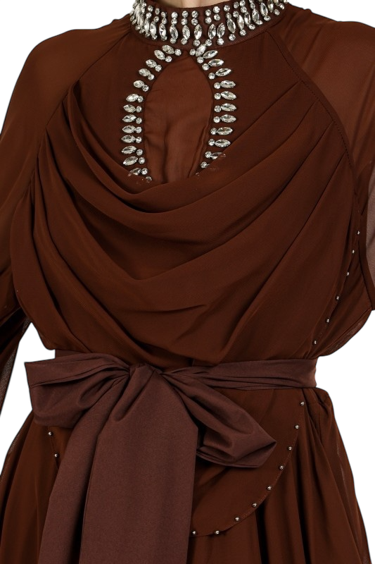 Embellished Keyhole Belted Maxi