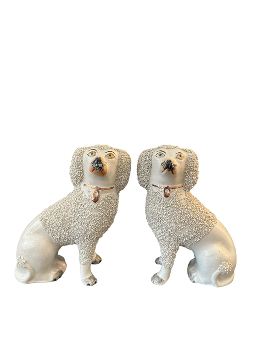 C. 1860 Staffordshire Confetti Poodle Pair - Petite II