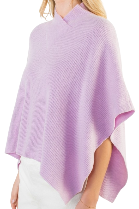 Ribbed Knit Poncho Top