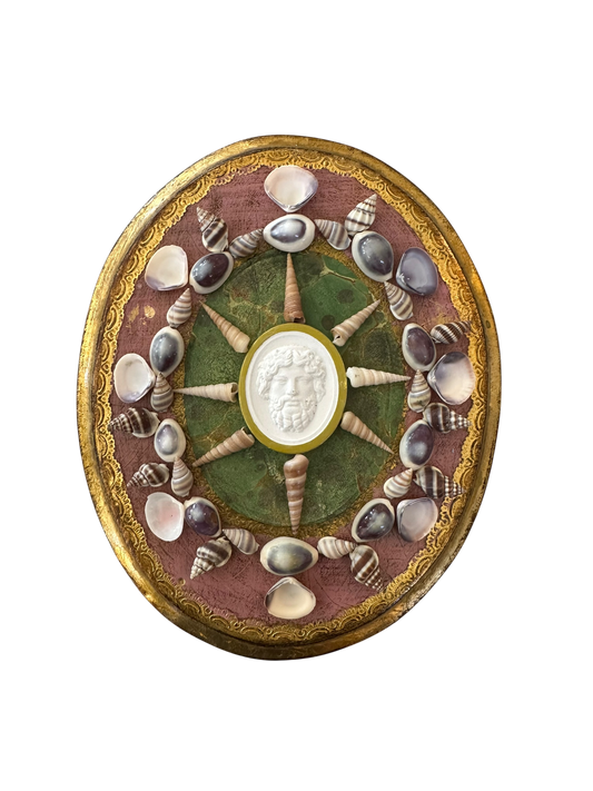 Jenn Leverett Art - Shell Encrusted Intaglio on Florentine