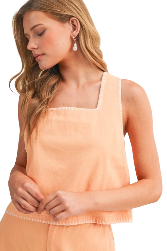Coral Denim Shorts Set