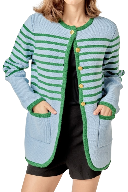 Knit Striped Sweater Cardigan