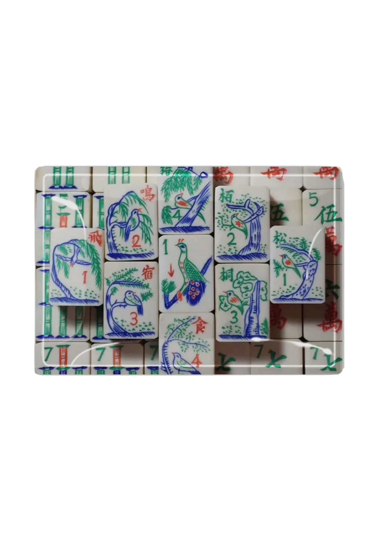 Mahjong #2 Decoupage Glass Tray