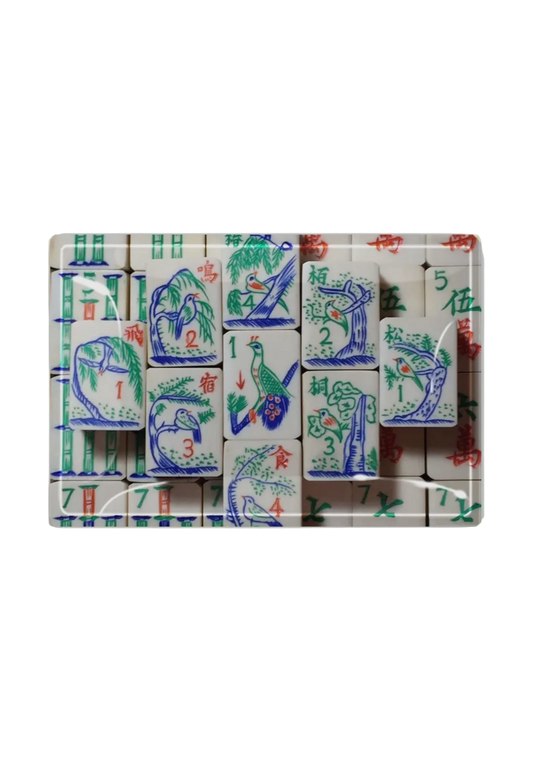 Mahjong #2 Decoupage Glass Tray