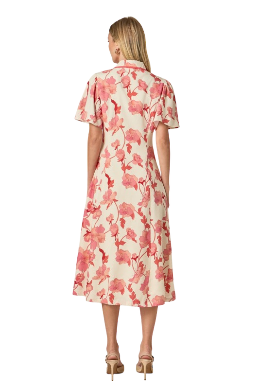 A-Line Pink Florals Midi