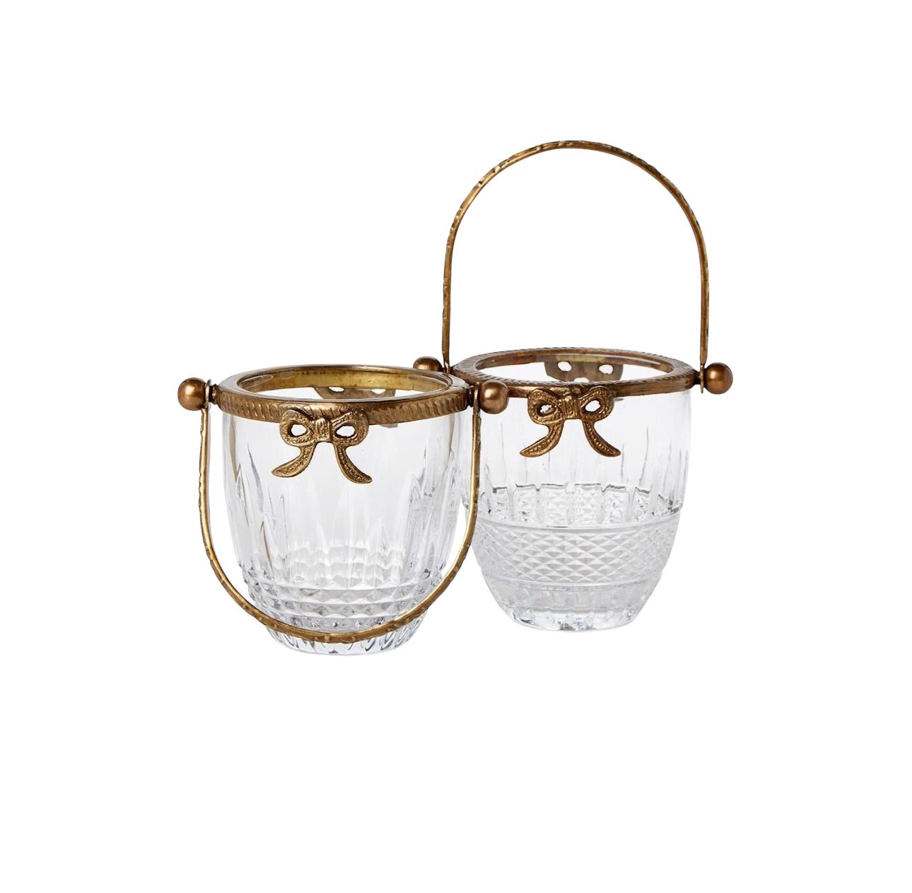 Antique Gold Finish Class Basket with Bow Accent