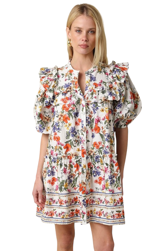 Multicolor Floral Ruffle Mini