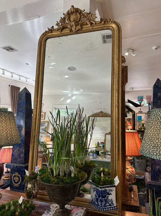 Louis Phillipe Mirror w/ Floral Crest & Shield