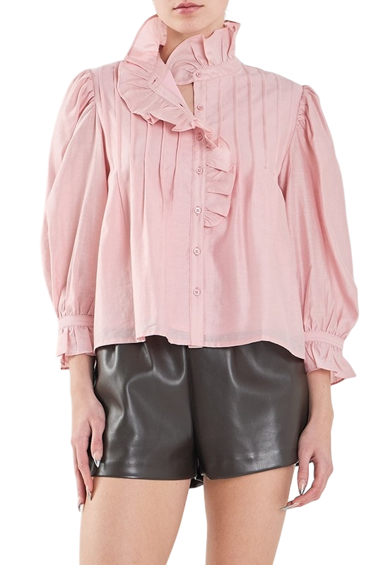 Ruffle Detailed Blouse in Pink