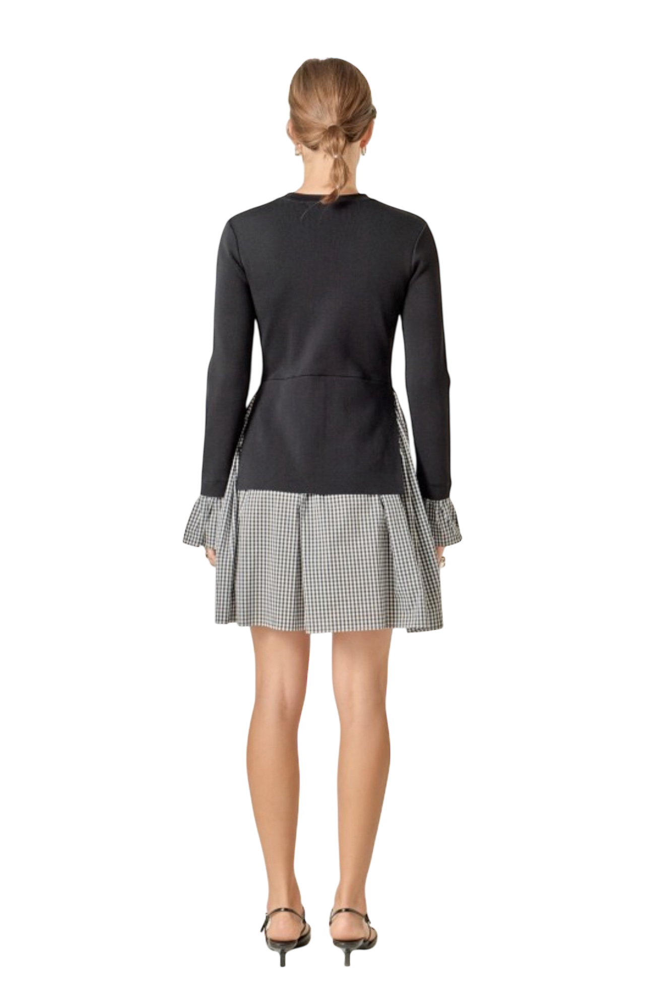 Mixed Media Gingham Check Mini Dress