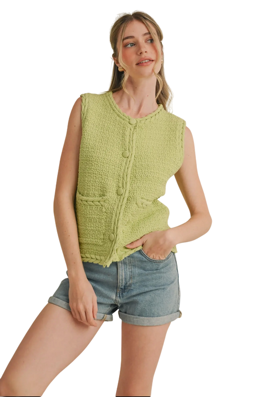 Cable Trim Sweater Vest - Two Colors!!