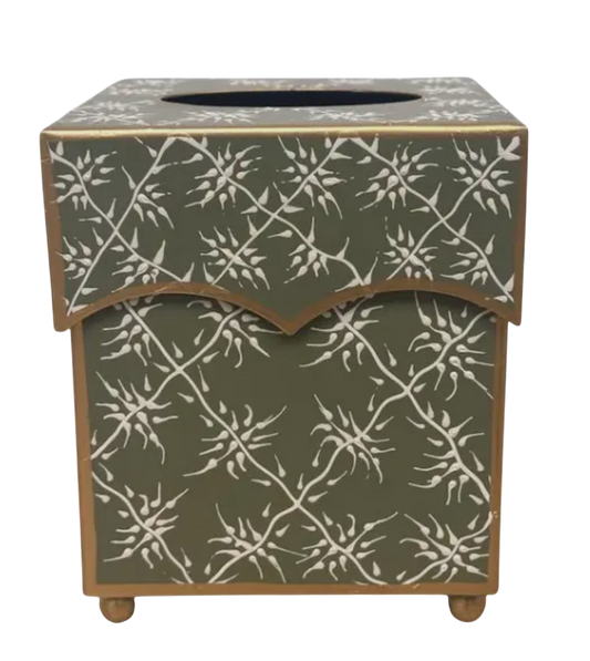 Moss Green Leaf Trellis Tissue Holder