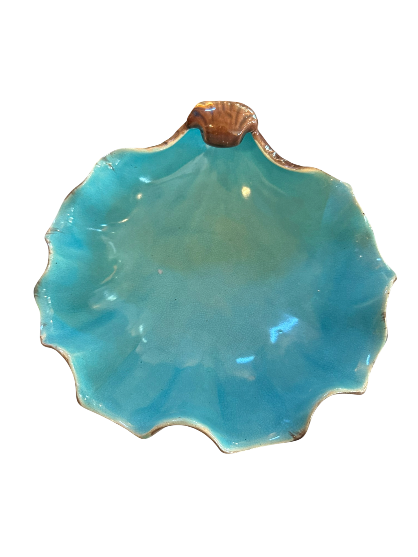 Vintage Majolica Pedestal Shell Compote II