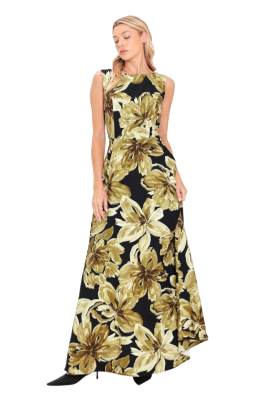 Black & Gold Floral Maxi