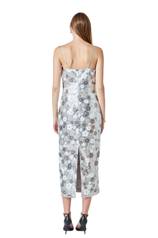 Sequin Midi Dress - Silver
