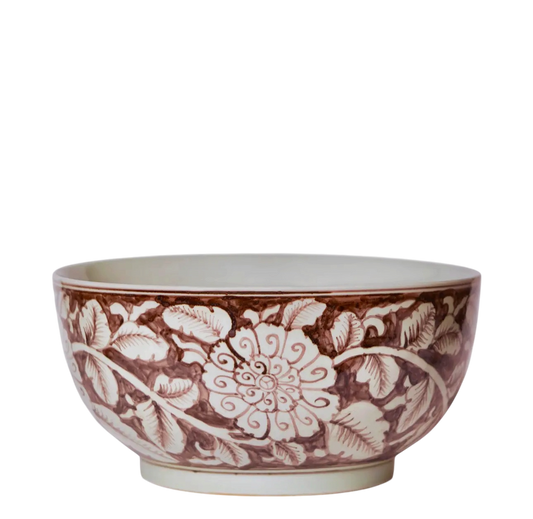 Red & White Chrysanthemum Large Bowl