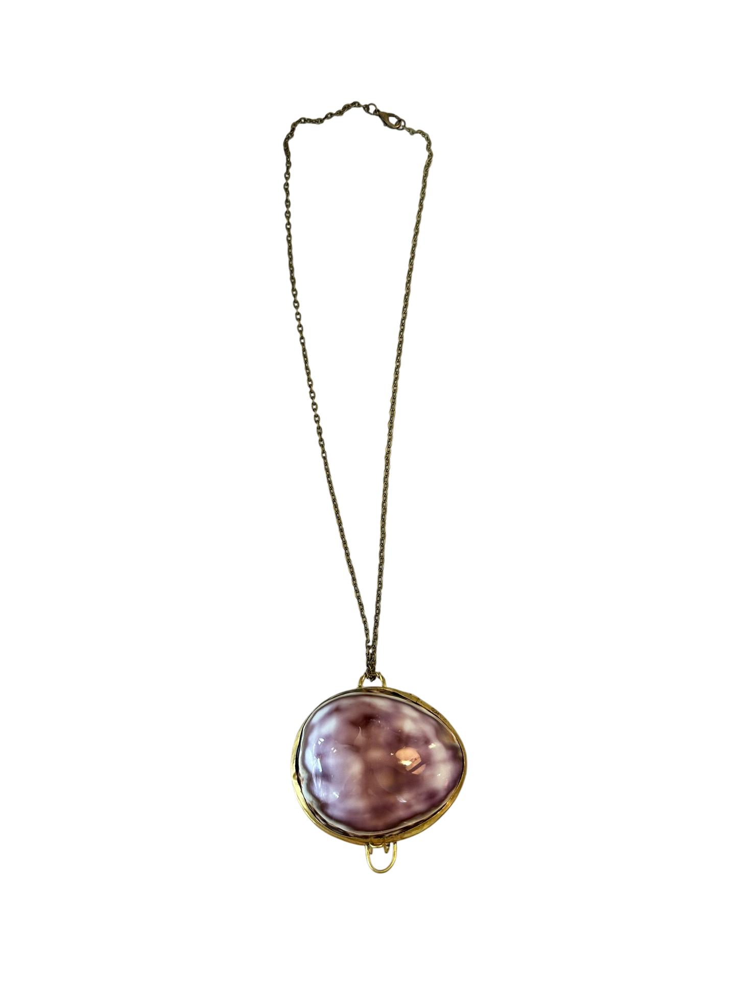 Antique Shell Pill Box Necklace