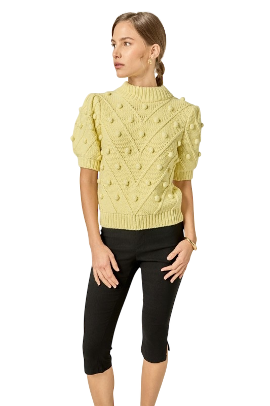 Pom Pom Puff Sleeve Sweater