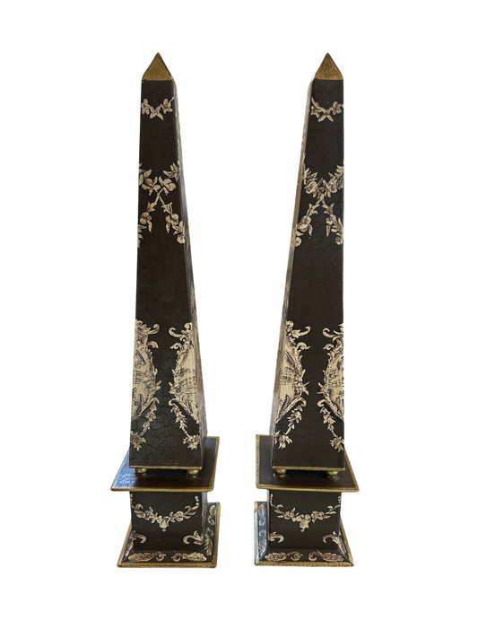 Pair of Chinoiserie Obelisks