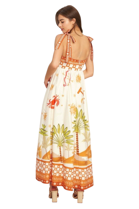 Desert Palms Tie Shoulder Maxi