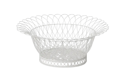 Round Flared White French Wire Basket