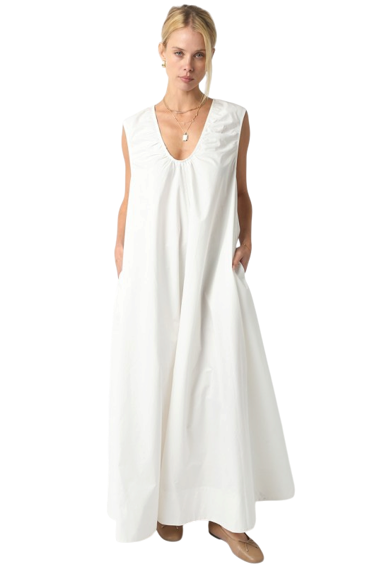 Off White Poplin Maxi