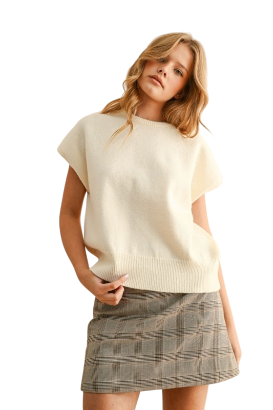 Loose Fit Short Sleeve Sweater Top