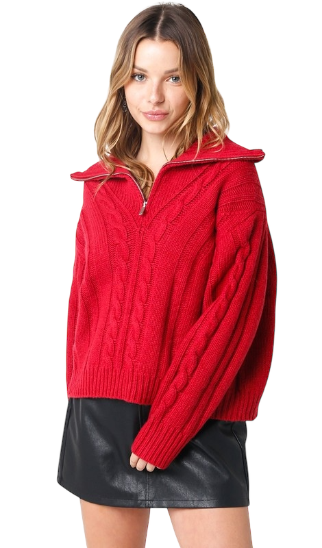 Cable Knit Quarter Zip - Two Colors!