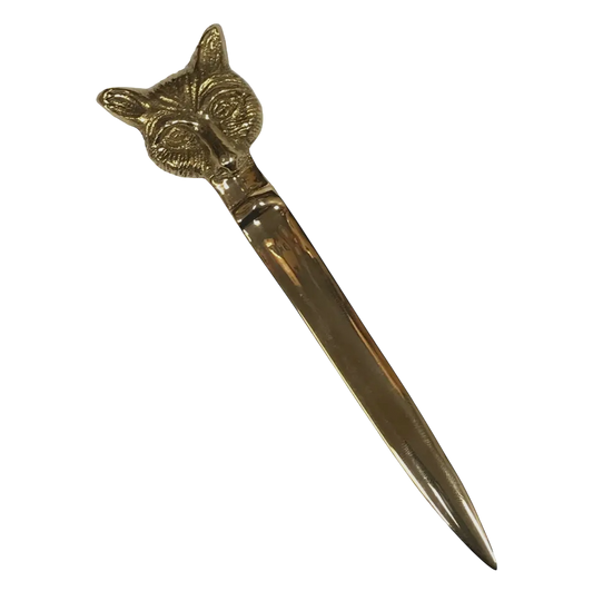 6-1/4" Solid Brass Fox Head Letter Opener