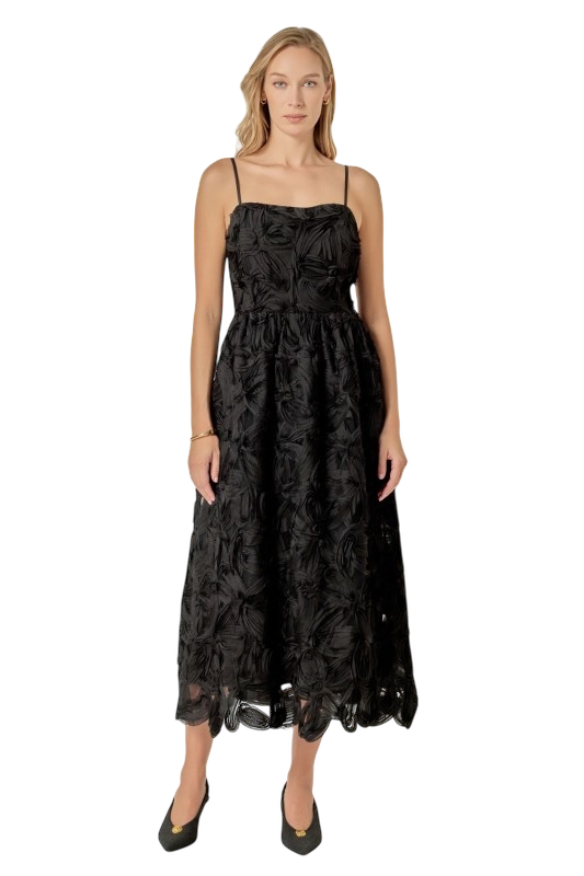 Flower Embellished Midi Dress