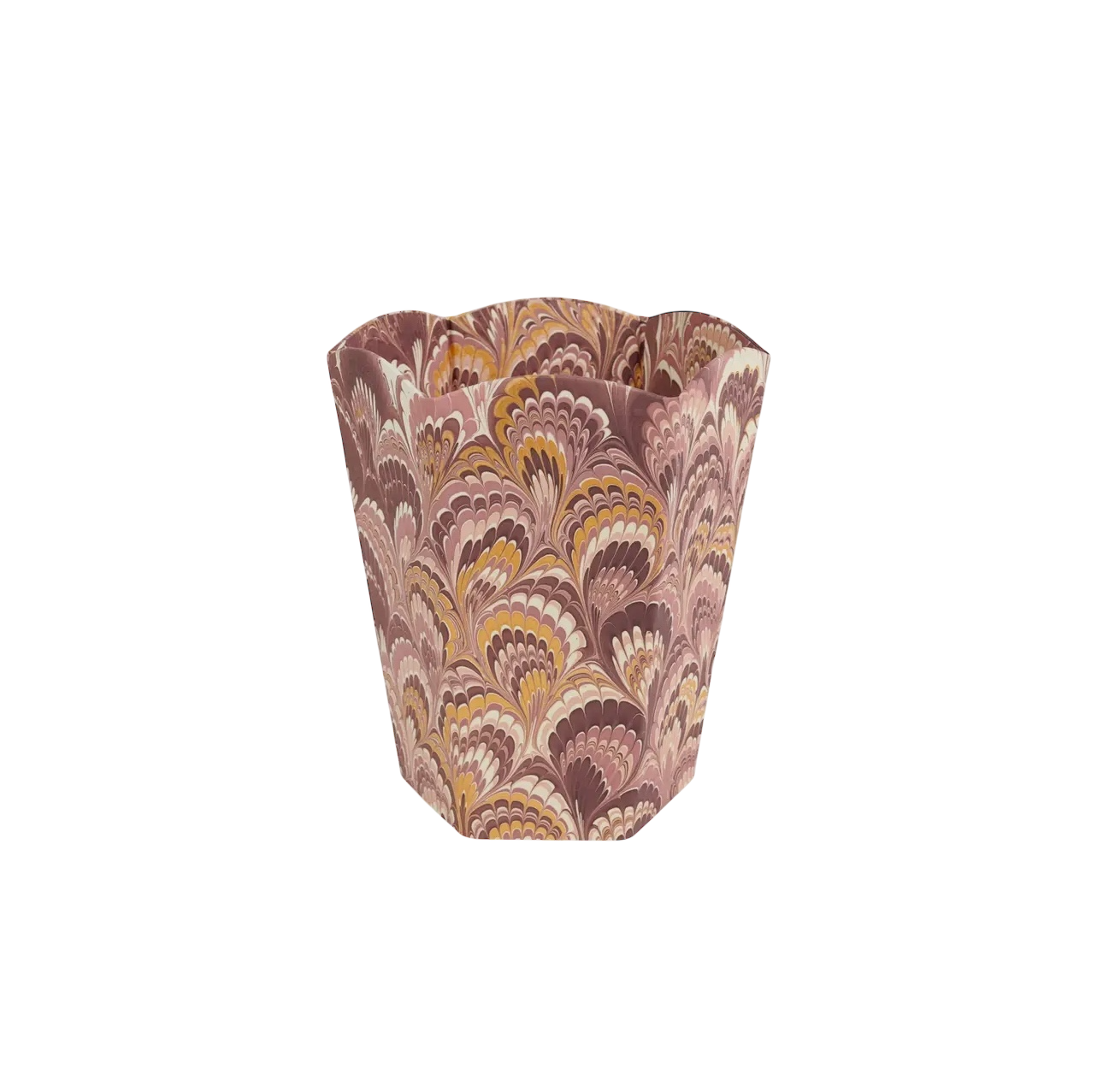 Marbled Scalloped Collapsible Basket - Burgundy/Gold