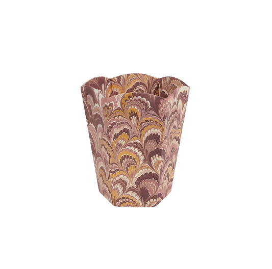 Marbled Scalloped Collapsible Basket - Burgundy/Gold