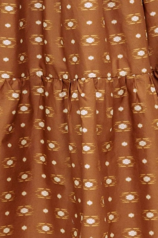 Cami Belted Satin Dress in Brown & Ivory