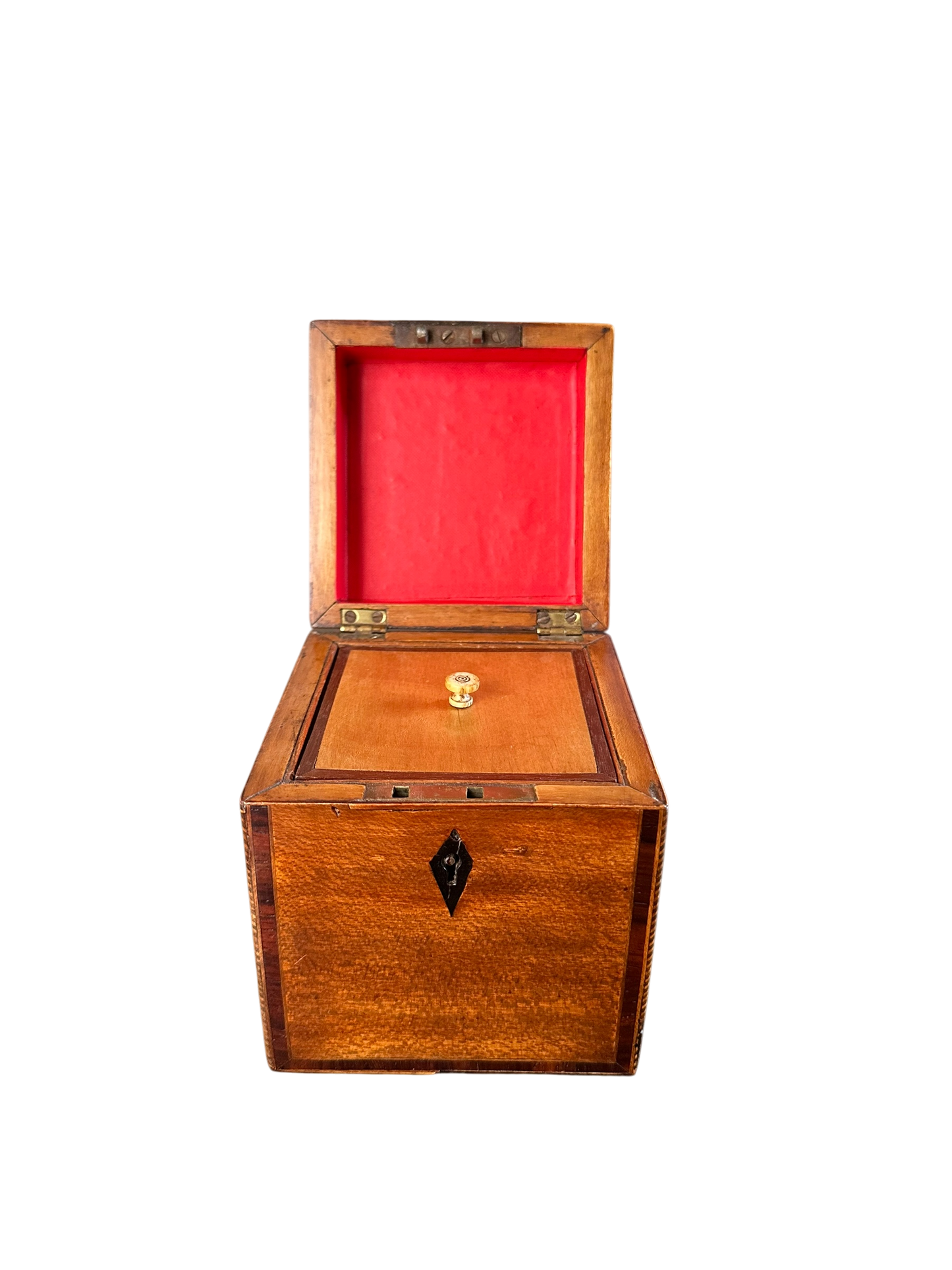 English Tea Caddy w/ Stringing & Shell Inlay c. 1790