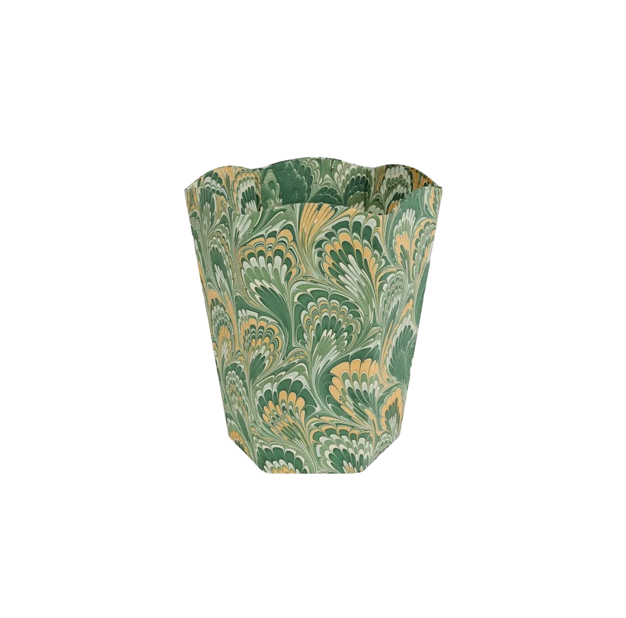 Marbled Scalloped Collapsible Basket - Green/Gold