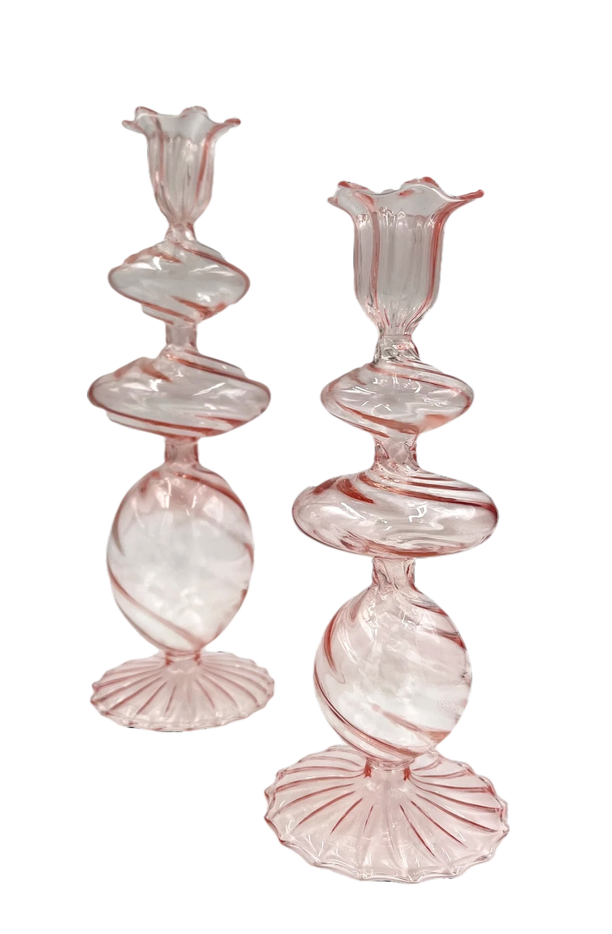 Swirl Glass Candlesticks - Pair