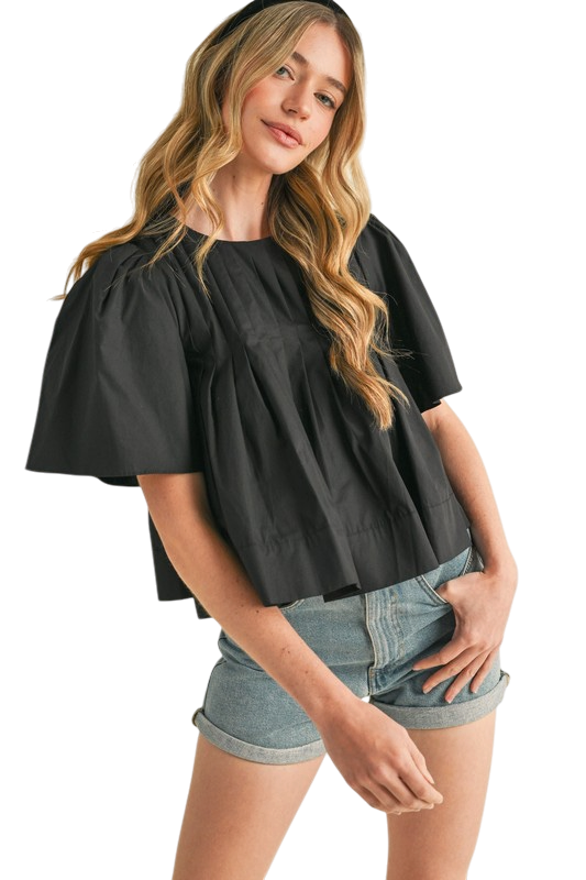 Pleated Short Sleeve Top - 3 Colors!