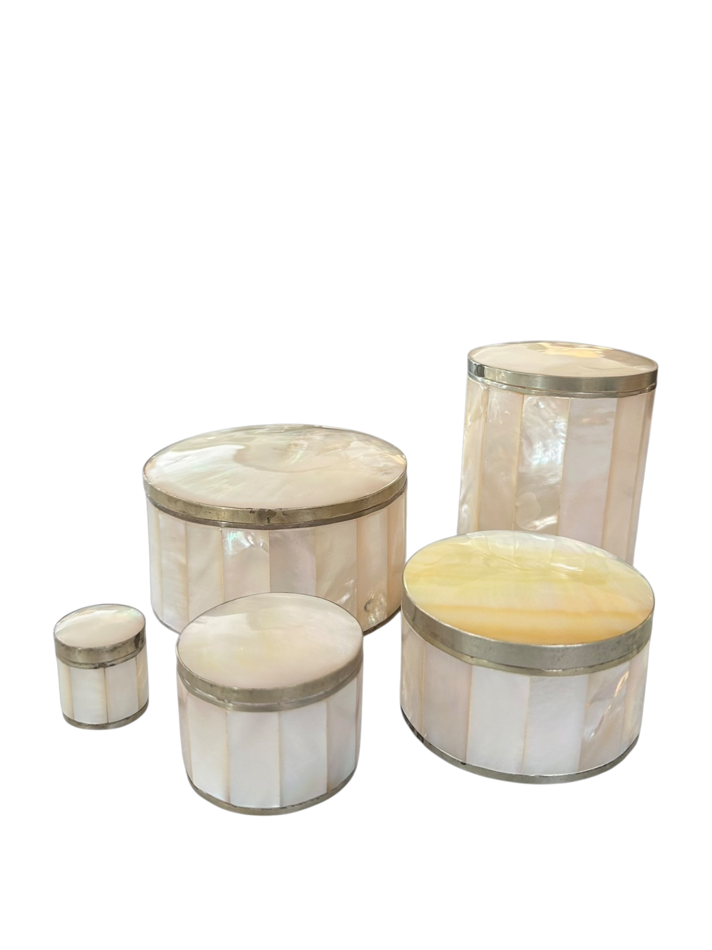 Set of Six Continental Mother-Of-Pearl Dresser Boxes