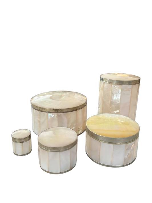 Set of Six Continental Mother-Of-Pearl Dresser Boxes