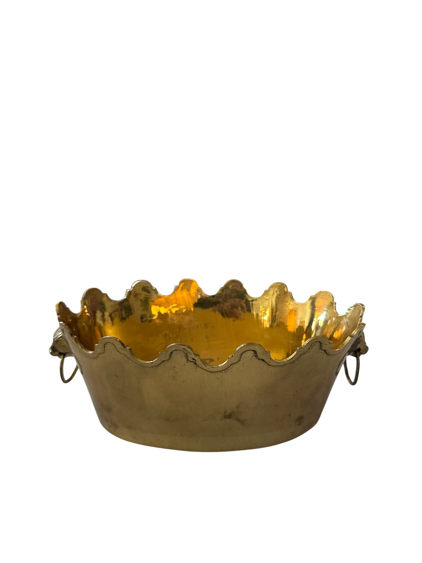 Vintage Brass Scalloped Jardiniere
